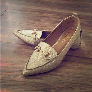 Metallic gold loafers